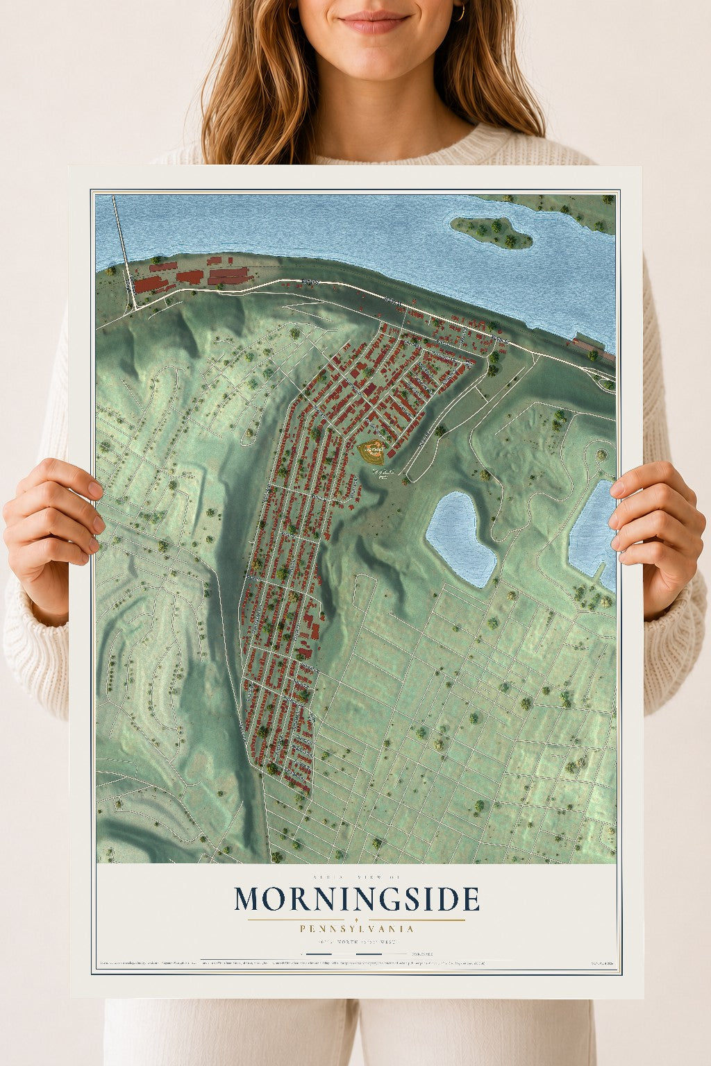 Map of Morningside, Pennsylvania, 18 x 24 inch unframed archival matte print