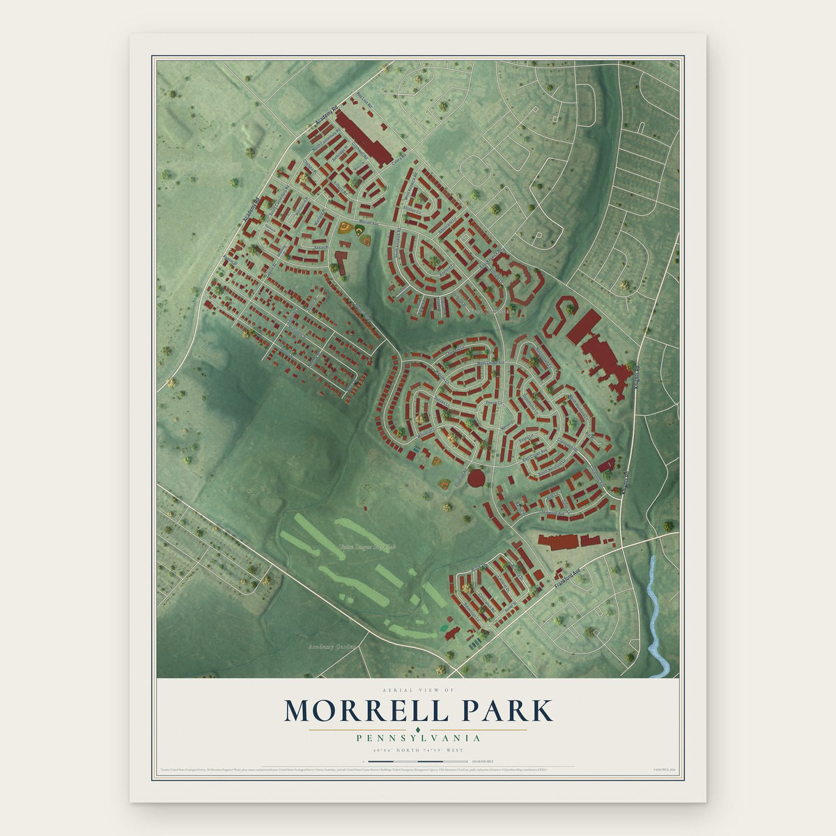 Morrell Park, Pennsylvania map print, the full design