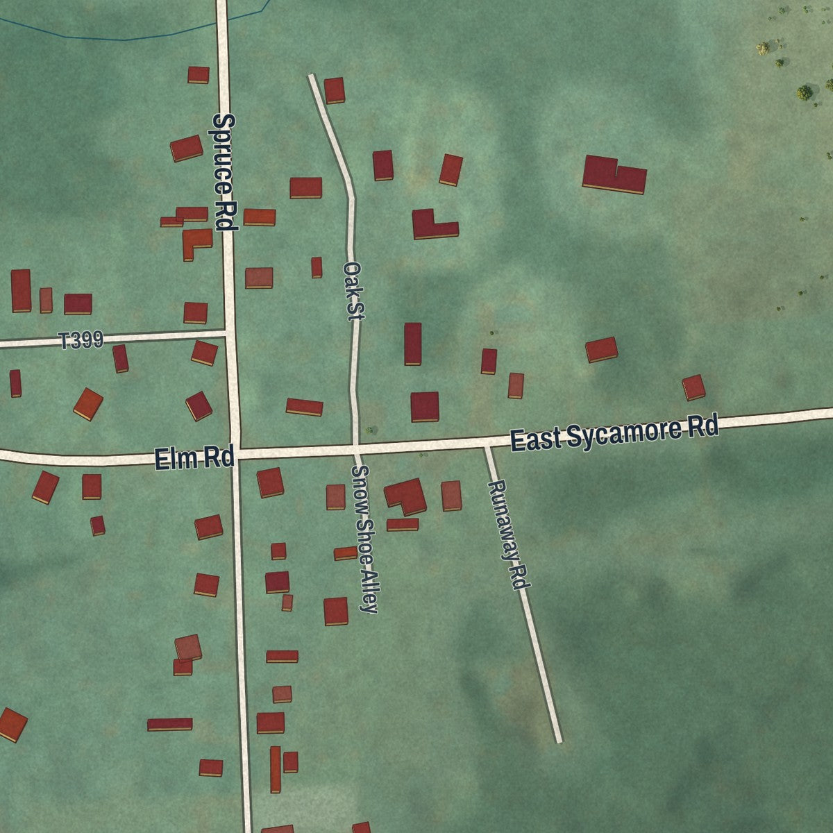 Close-up of the map of Moshannon, Pennsylvania print showing street and building detail