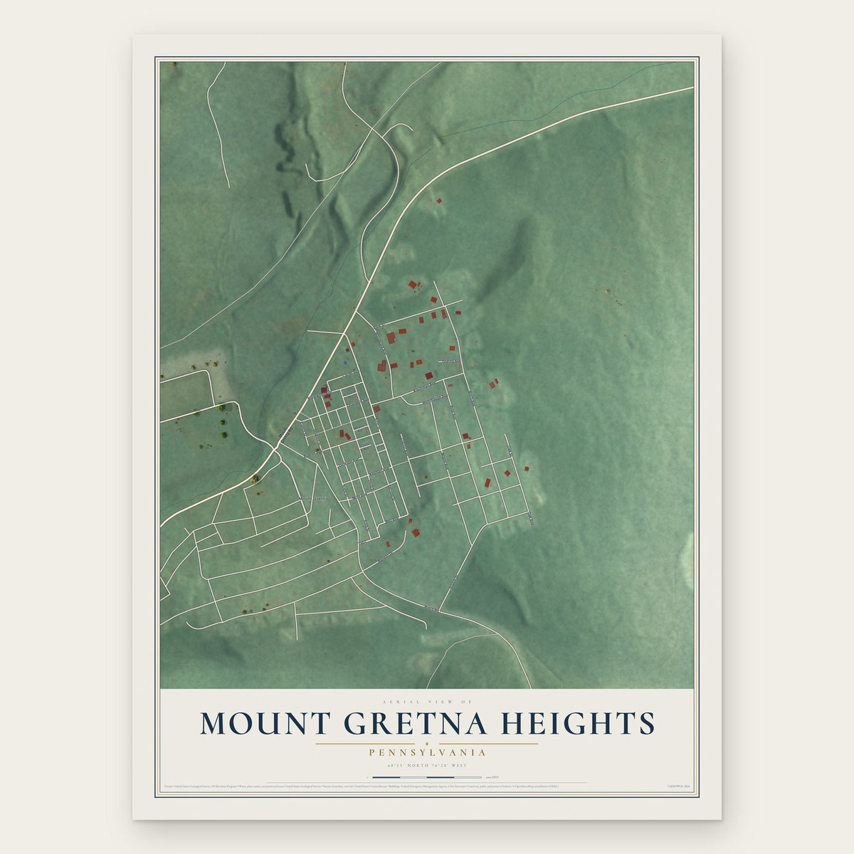 Mount Gretna Heights, Pennsylvania map print, the full design
