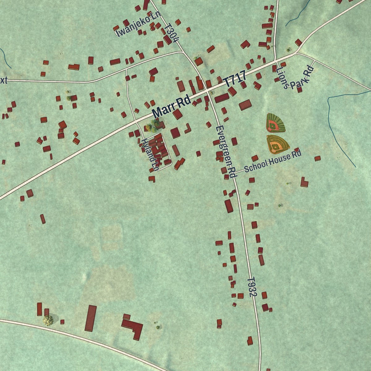 Close-up of the map of New Bedford, Pennsylvania print showing street and building detail
