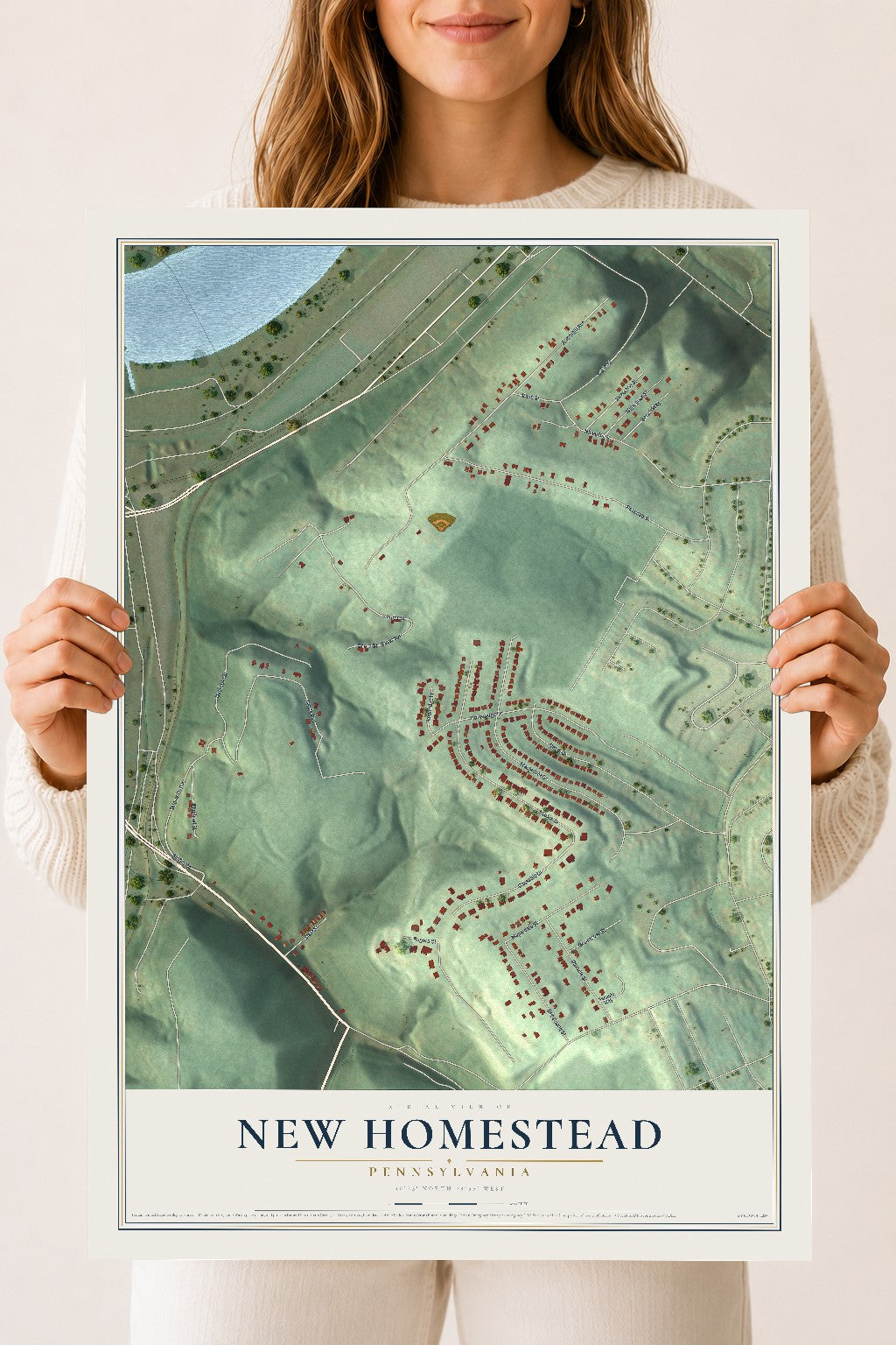 Map of New Homestead, Pennsylvania, 18 x 24 inch unframed archival matte print