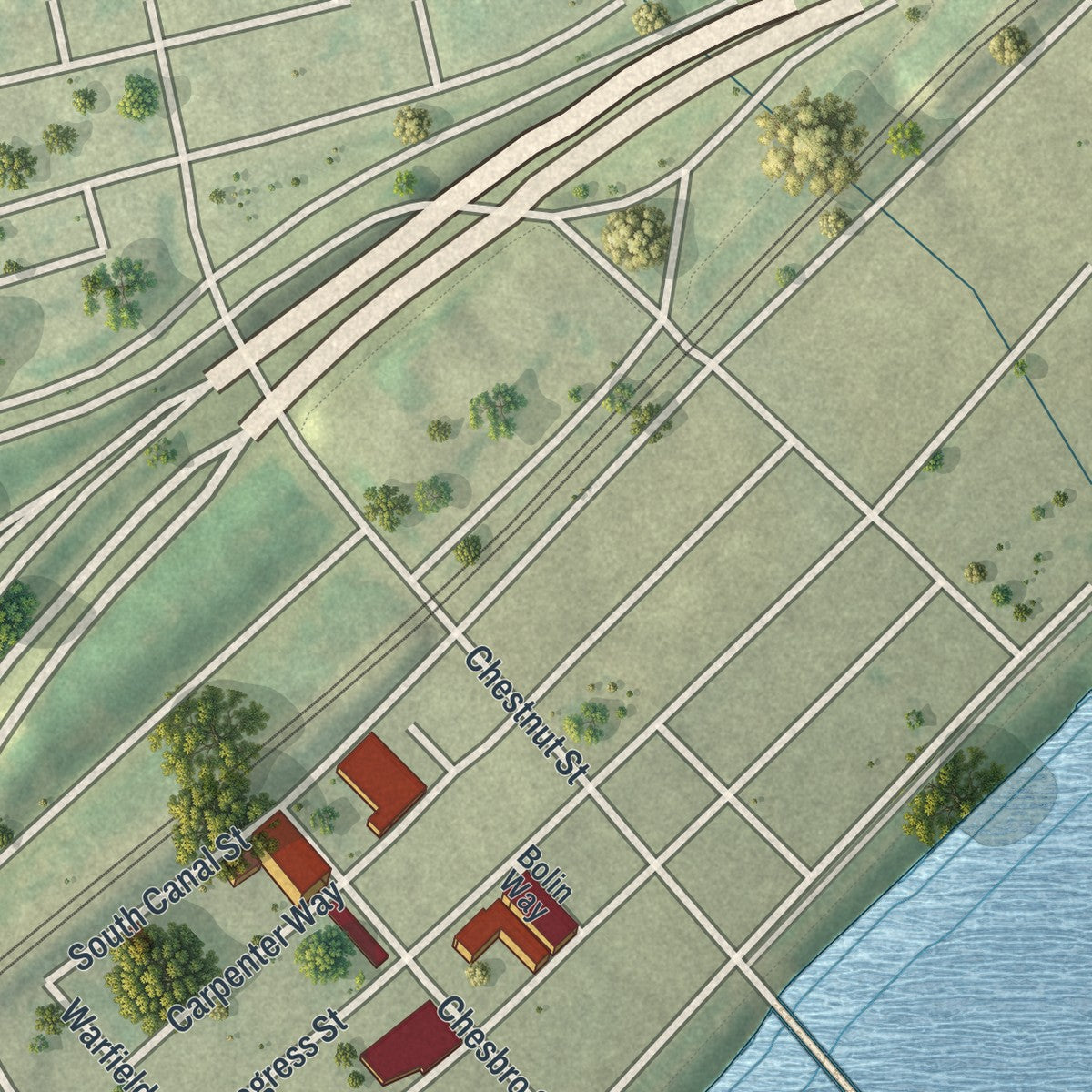 Second close-up of the map of North Shore, Pennsylvania print showing more streets and buildings