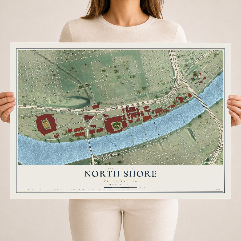 Map of North Shore, Pennsylvania, 18 x 24 inch unframed archival matte print