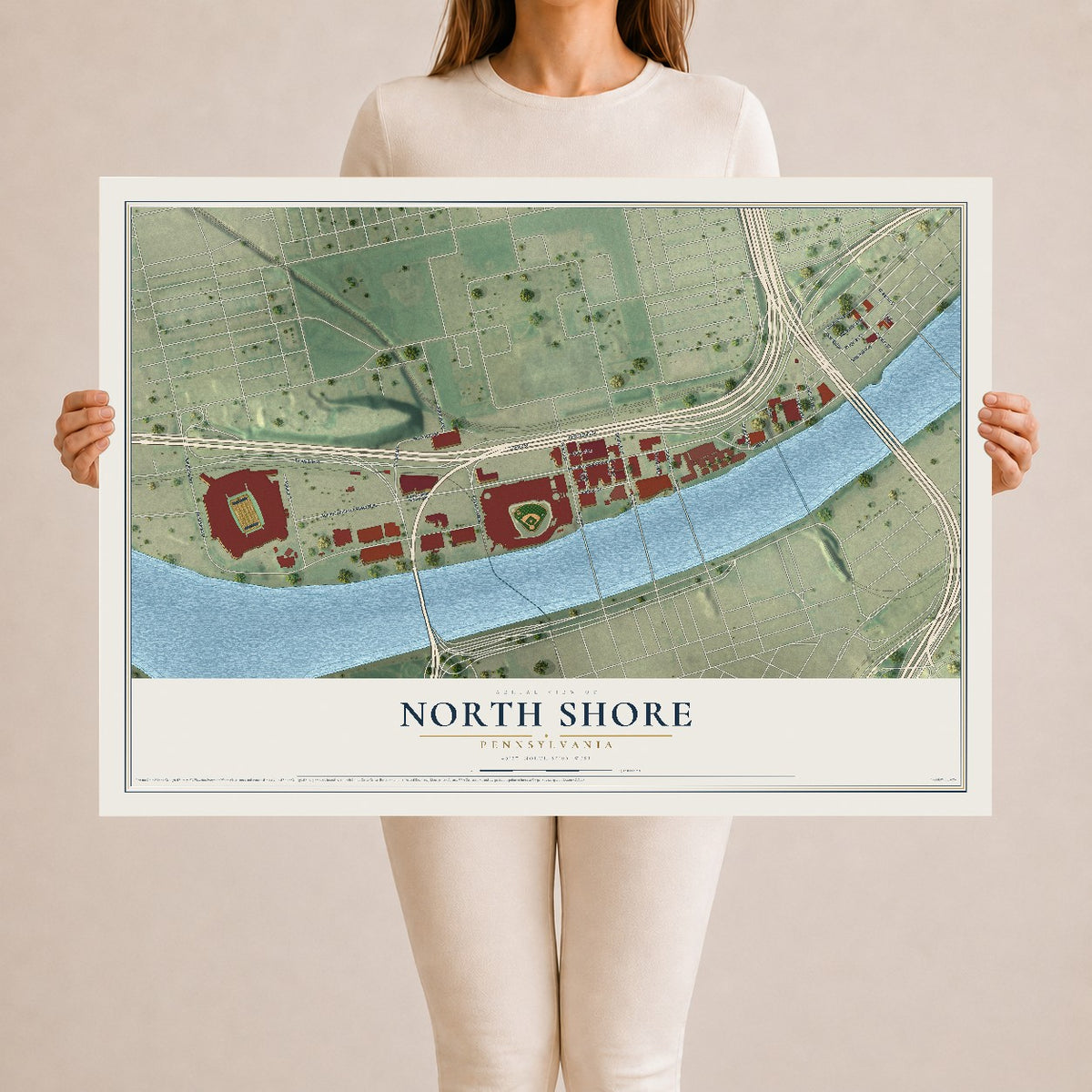 Map of North Shore, Pennsylvania, 24 x 36 inch unframed archival matte print