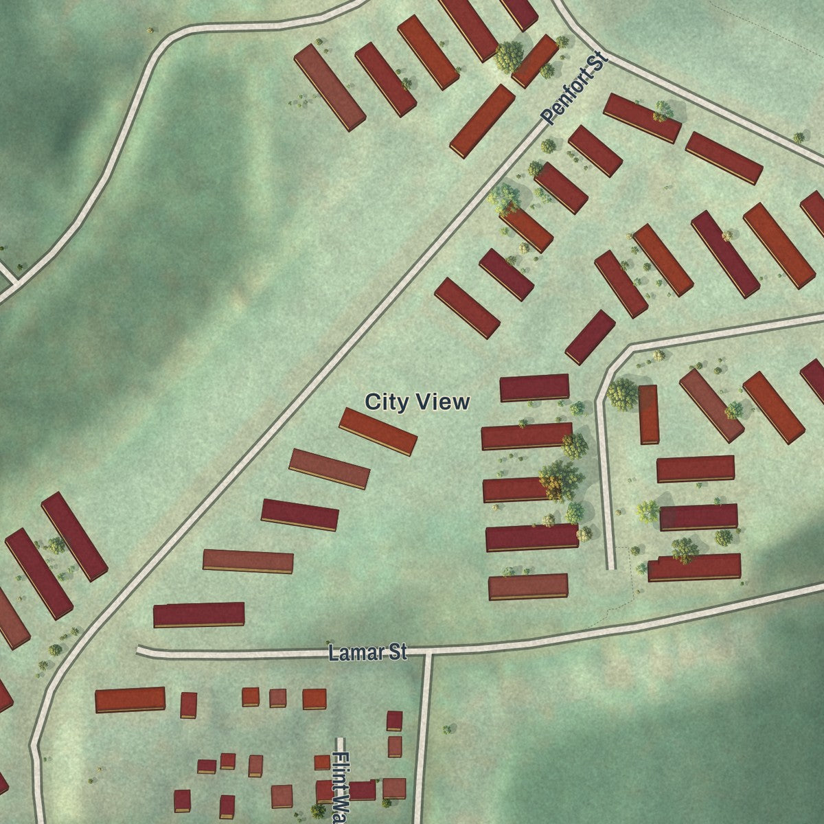 Second close-up of the map of Northview Heights, Pennsylvania print showing more streets and buildings