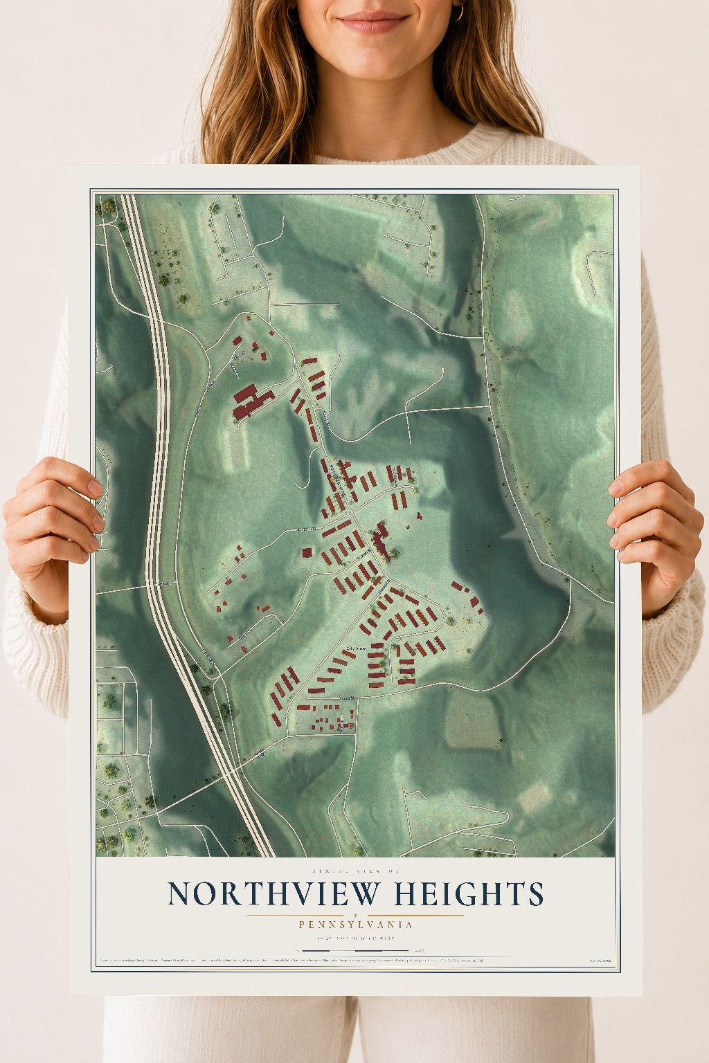 Map of Northview Heights, Pennsylvania, 18 x 24 inch unframed archival matte print