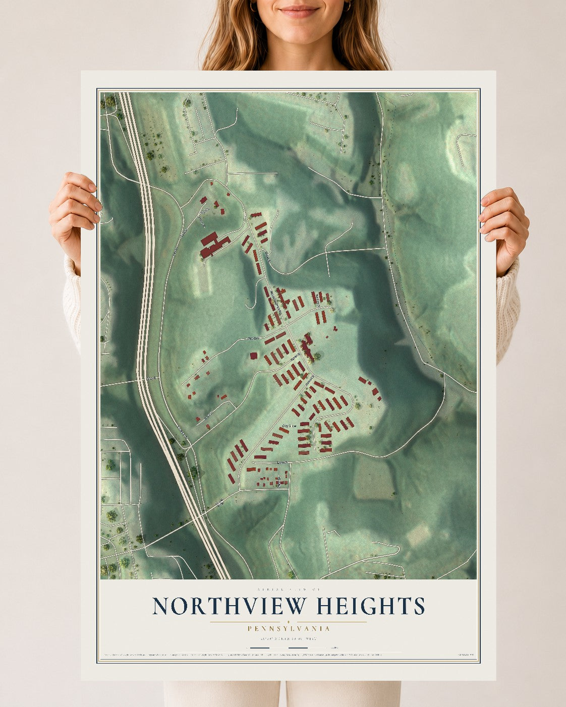 Map of Northview Heights, Pennsylvania, 24 x 36 inch unframed archival matte print