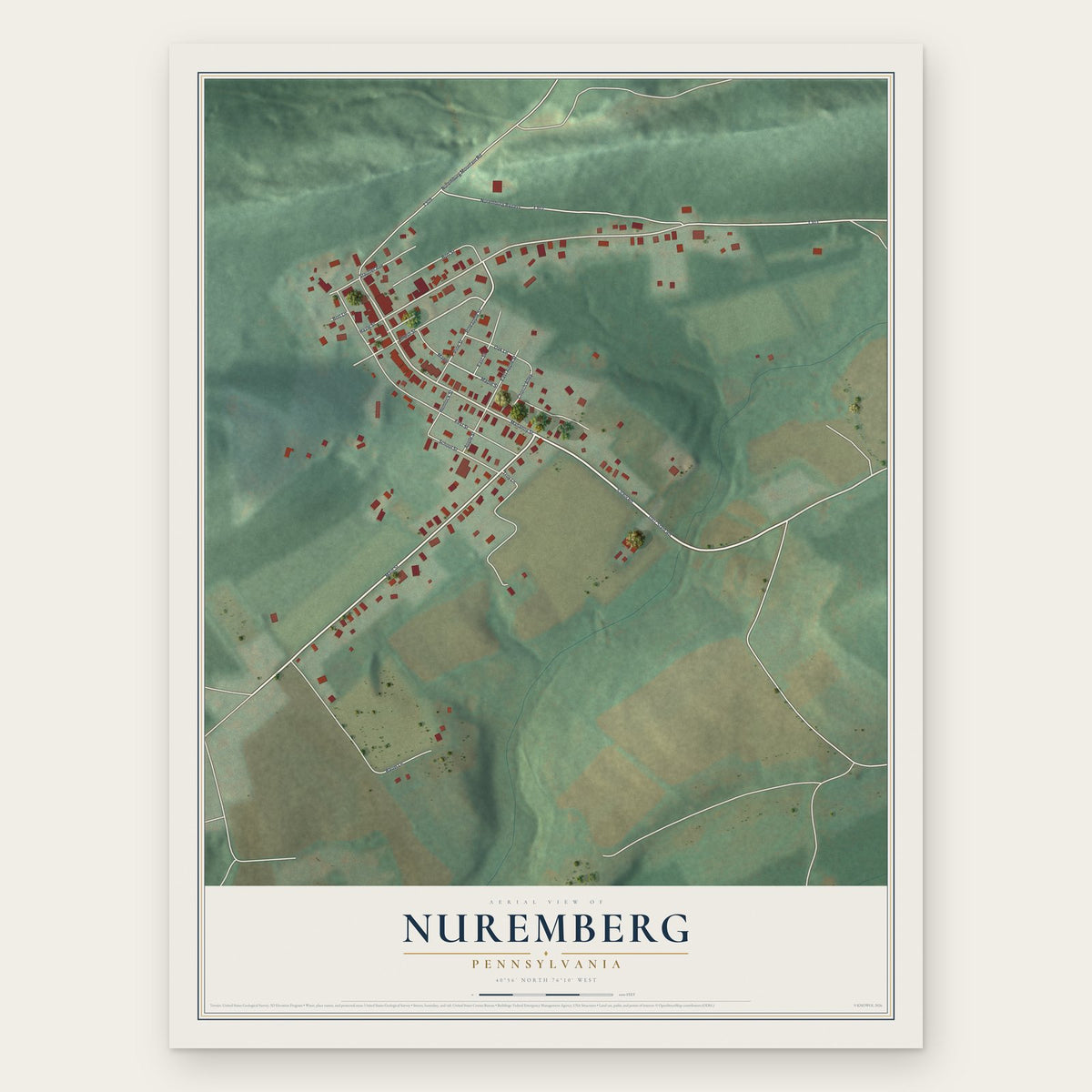 Nuremberg, Pennsylvania map print, the full design