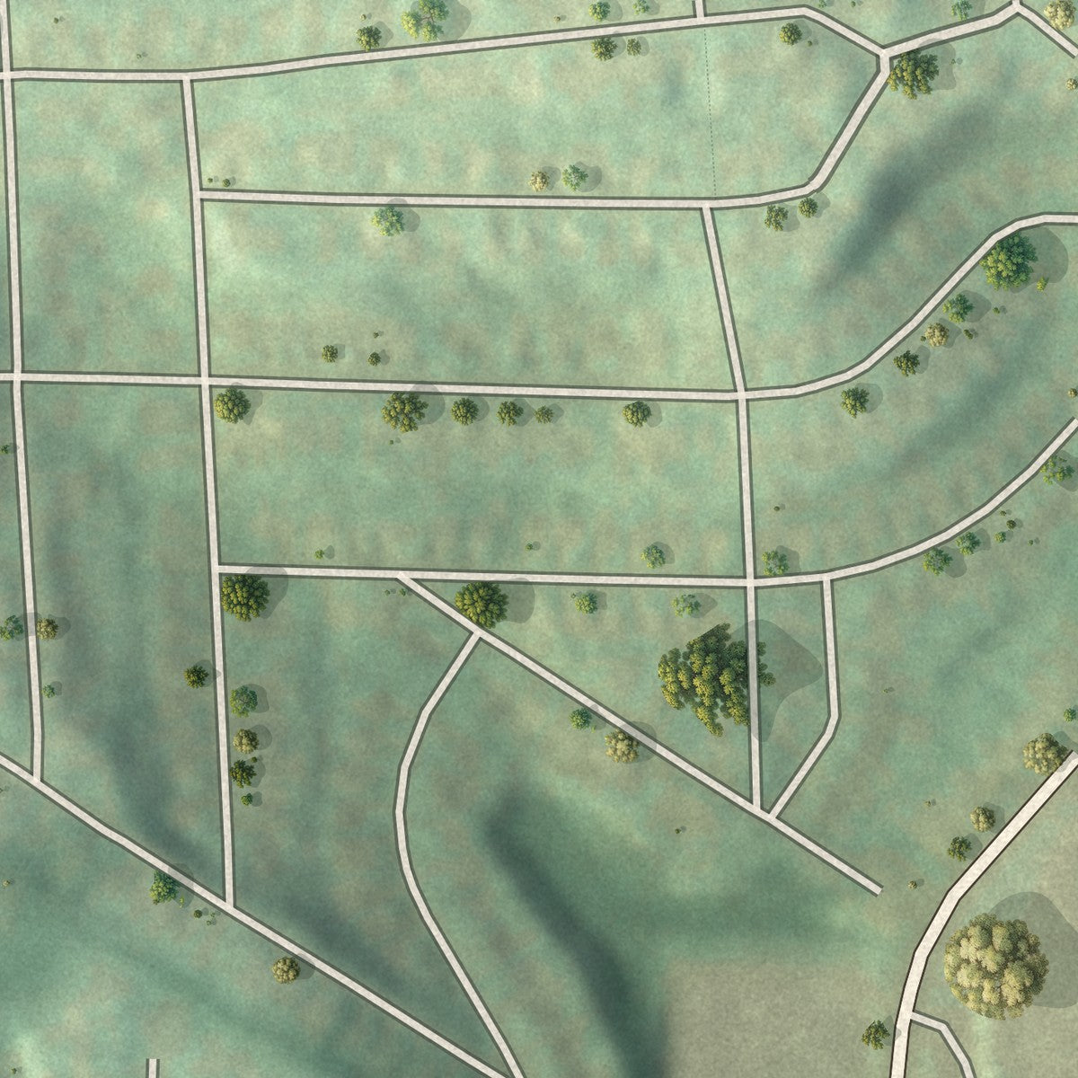 Second close-up of the map of Oakwood, Pennsylvania print showing more streets and buildings