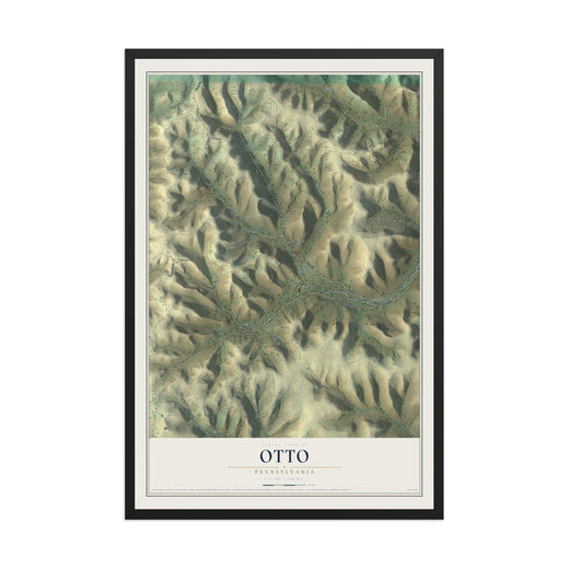 Map of Otto, Pennsylvania, 12 x 18 inch print in a black wood frame