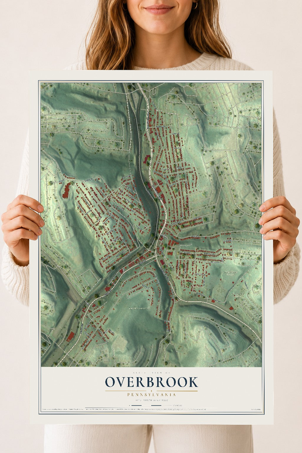 Map of Overbrook, Pennsylvania, 18 x 24 inch unframed archival matte print
