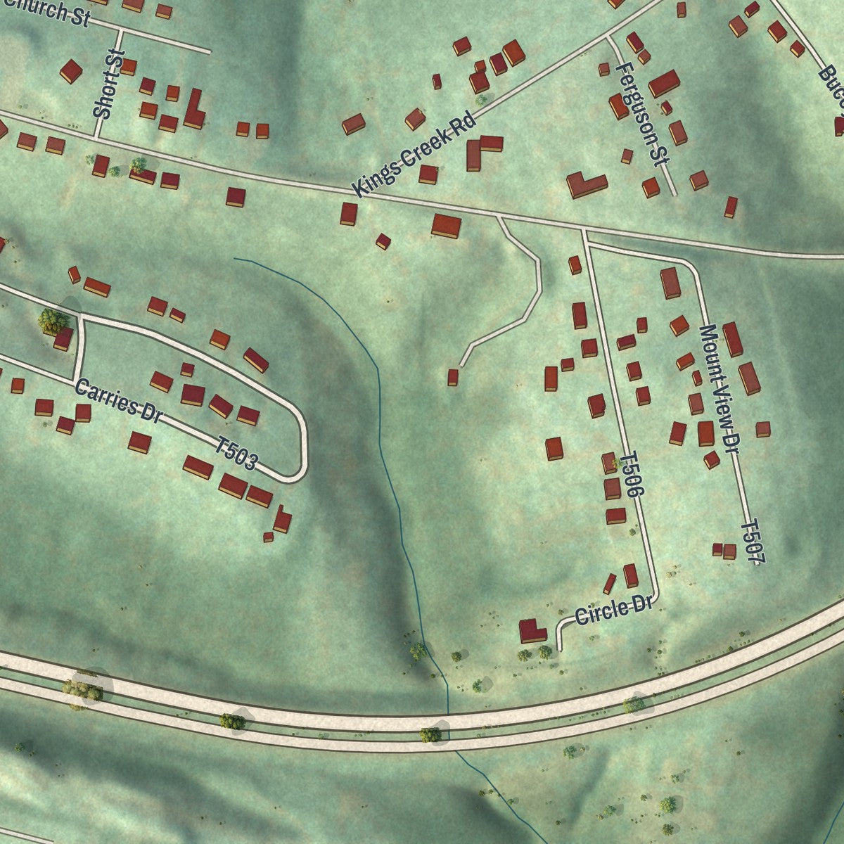Close-up of the map of Paris, Pennsylvania print showing street and building detail