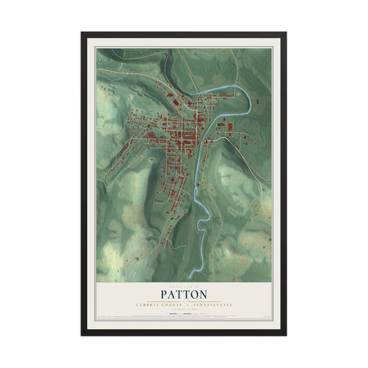 Map of Patton, Cambria County, Pennsylvania, 12 x 18 inch print in a black wood frame