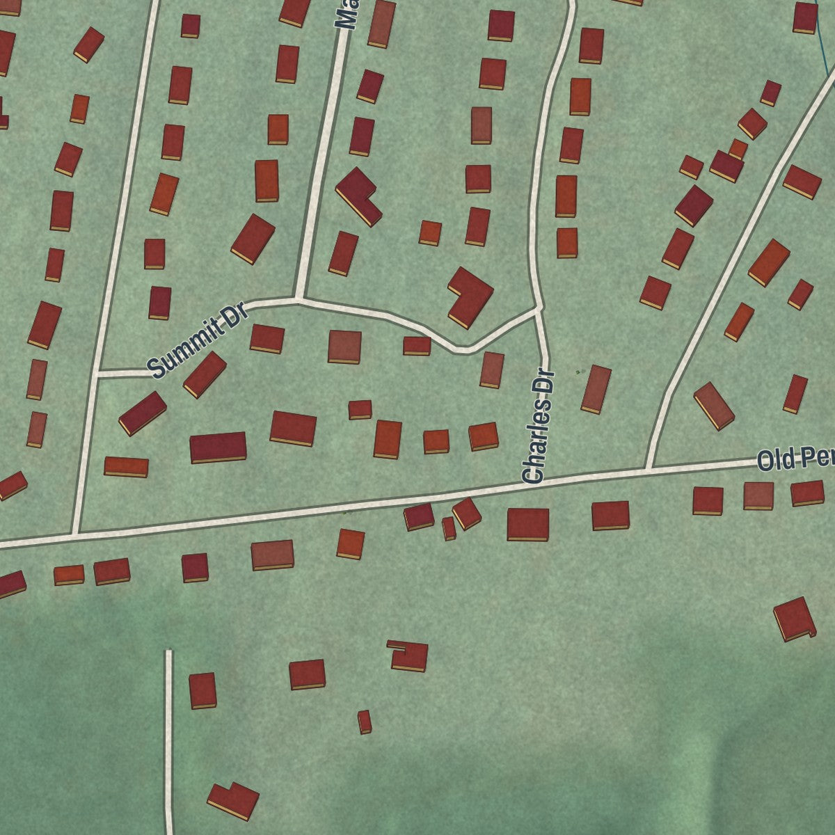 Close-up of the map of Pen Mar, Pennsylvania print showing street and building detail