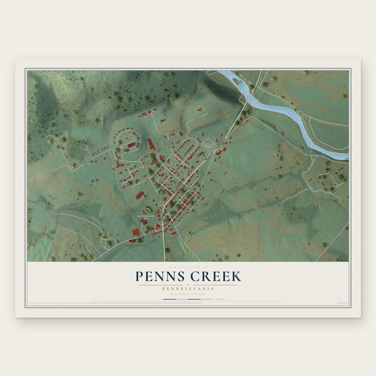 Penns Creek, Pennsylvania map print, the full design