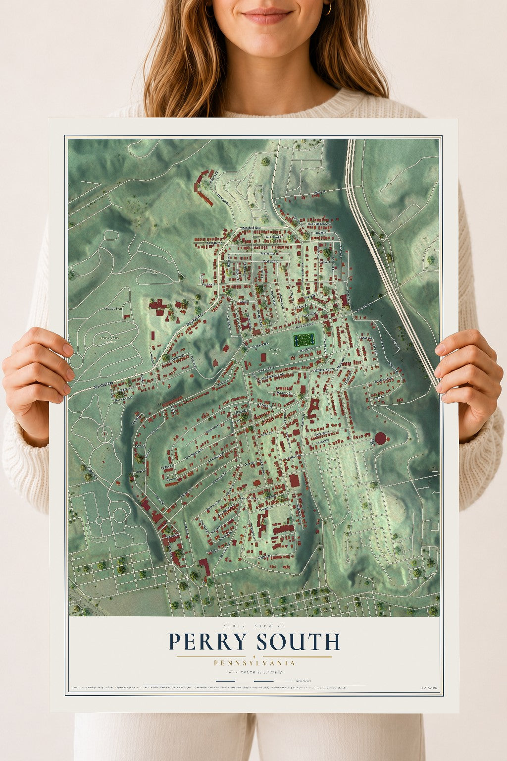 Map of Perry South, Pennsylvania, 18 x 24 inch unframed archival matte print