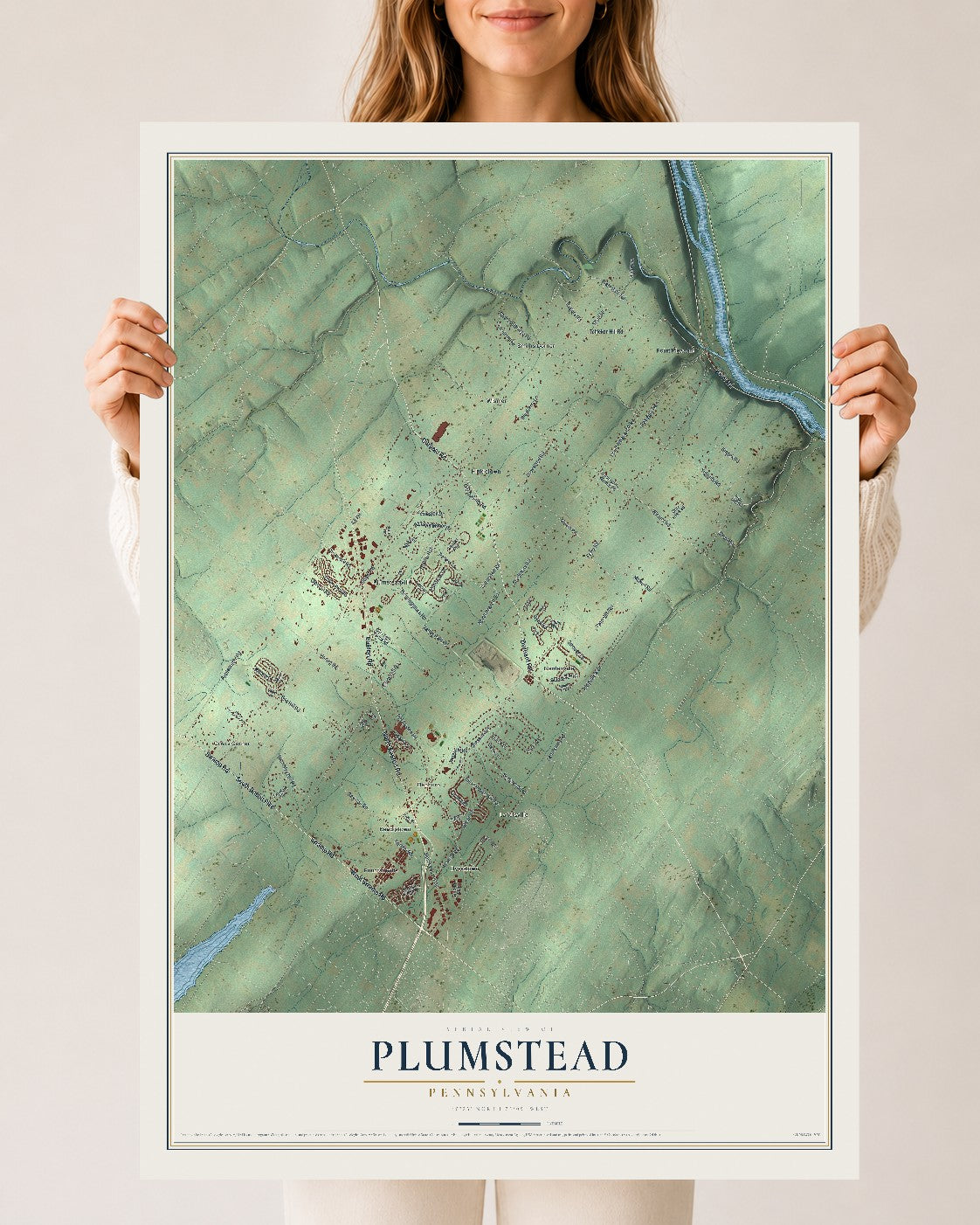 Map of Plumstead, Pennsylvania, 24 x 36 inch unframed archival matte print