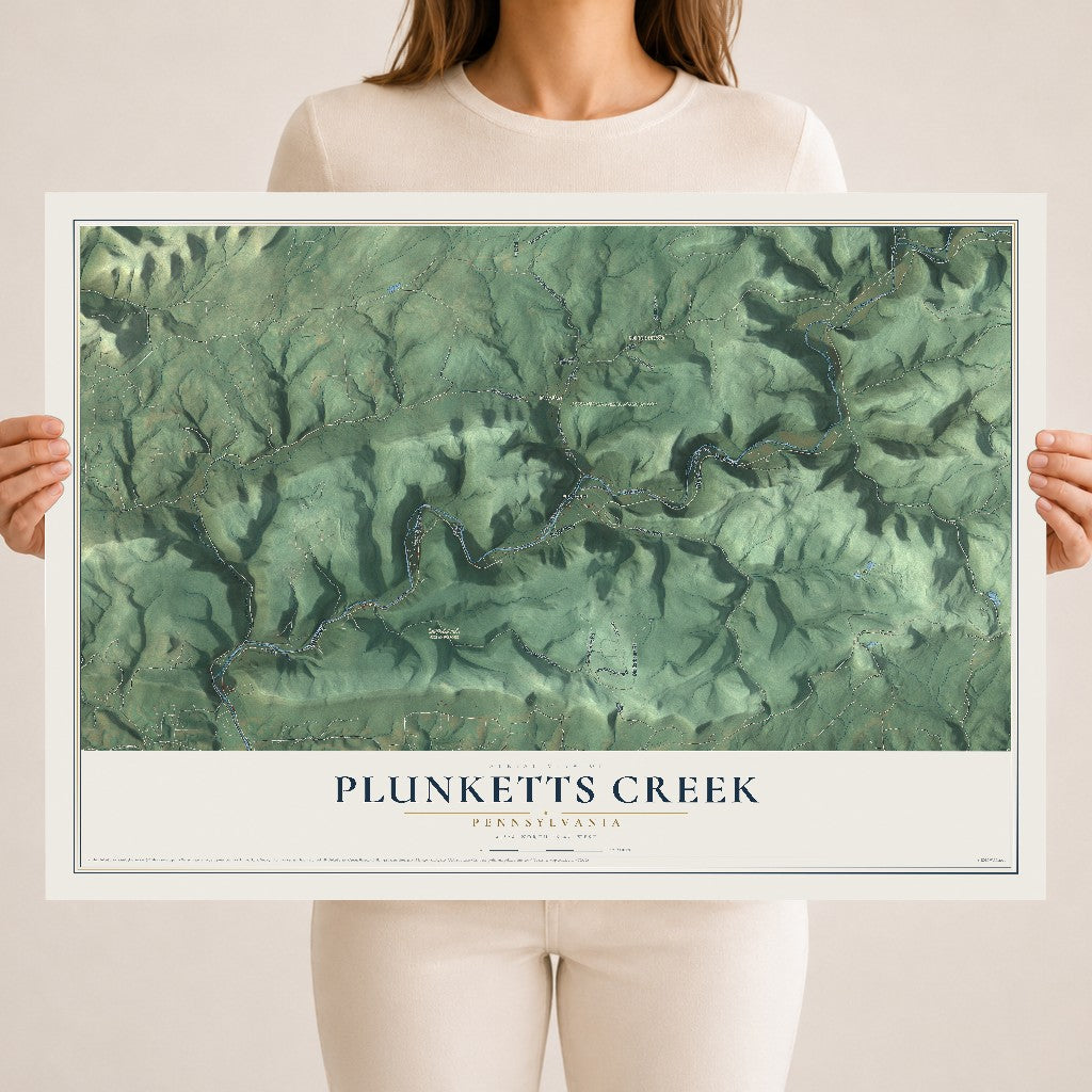Map of Plunketts Creek, Pennsylvania, 18 x 24 inch unframed archival matte print