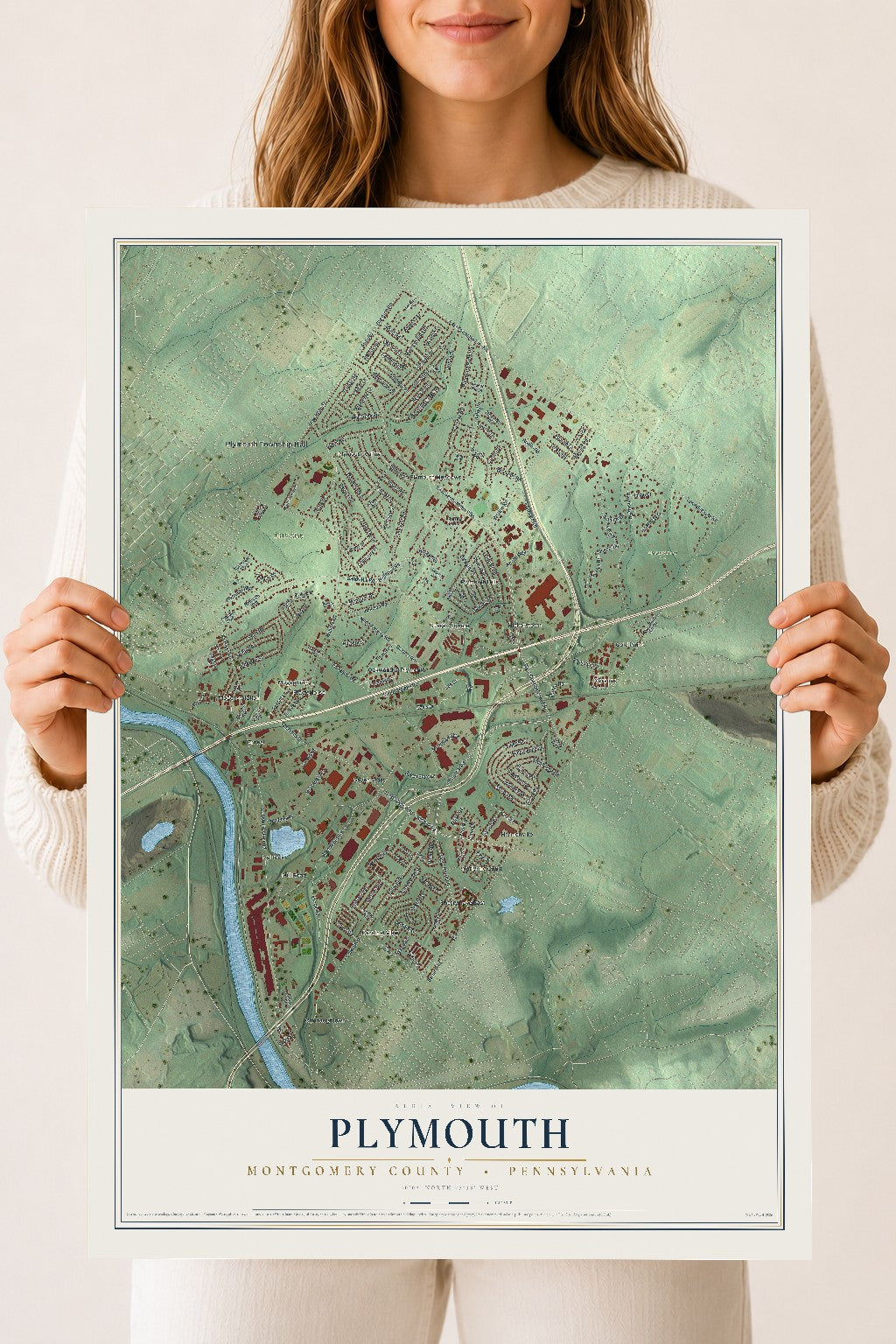 Map of Plymouth, Montgomery County, Pennsylvania, 18 x 24 inch unframed archival matte print
