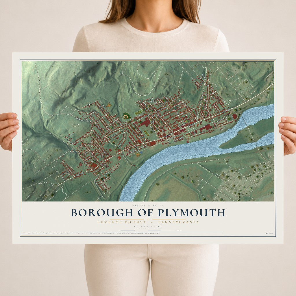 Map of the Borough of Plymouth, Luzerne County, Pennsylvania, 18 x 24 inch unframed archival matte print