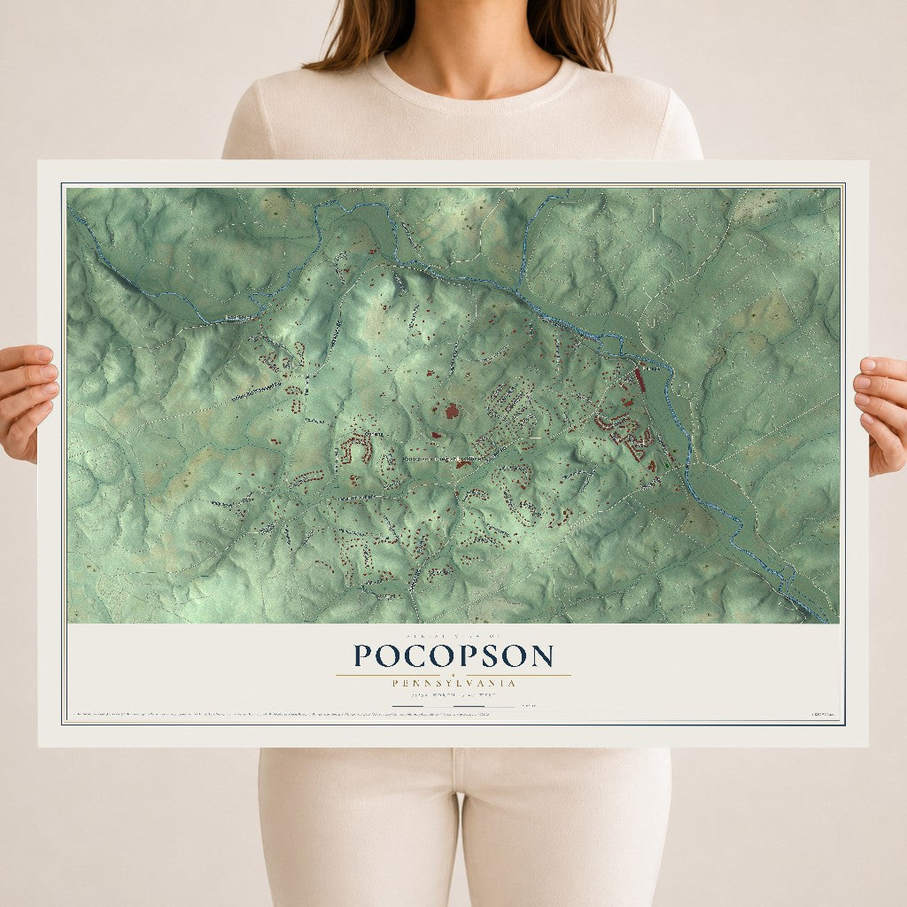 Map of Pocopson, Pennsylvania, 18 x 24 inch unframed archival matte print