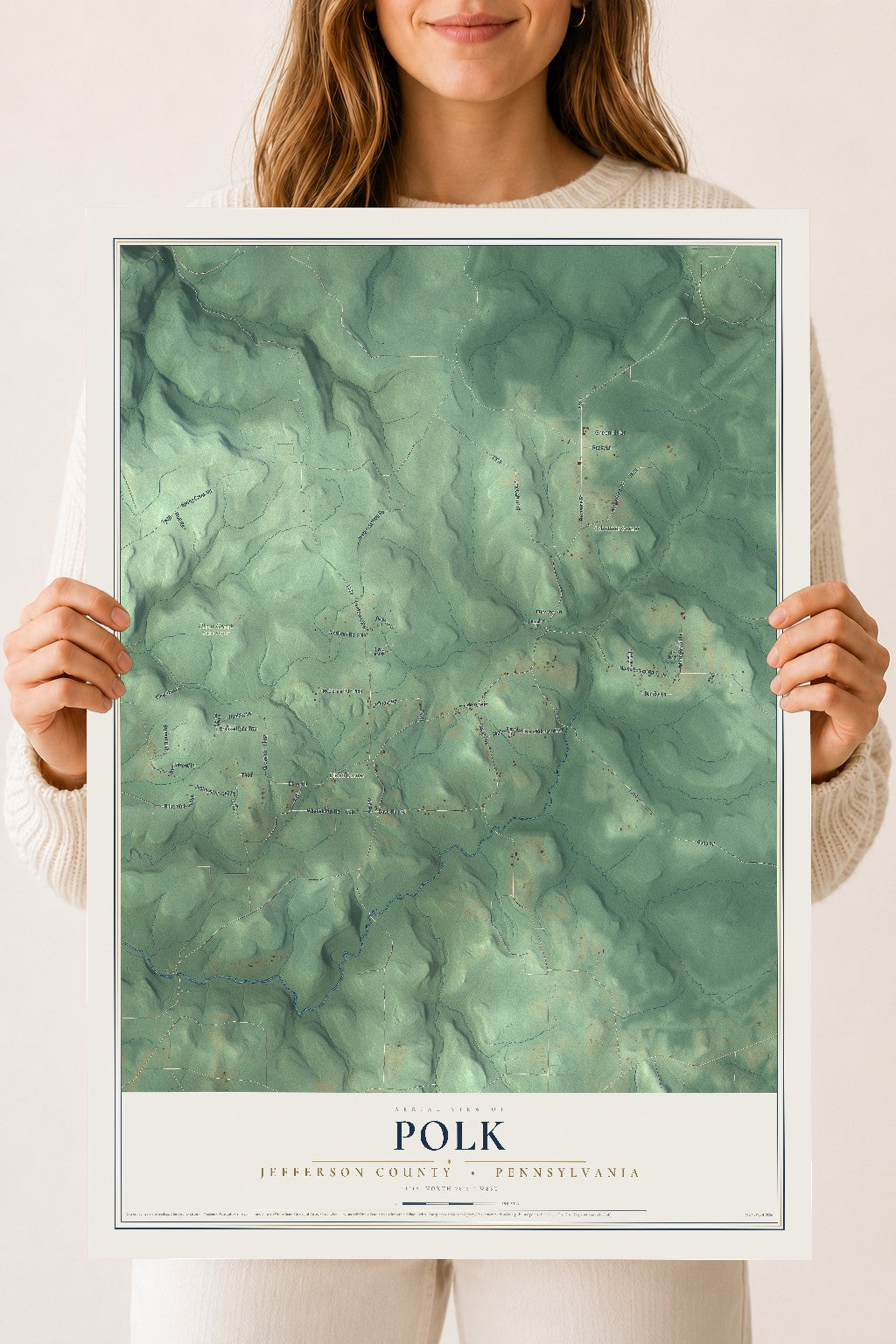 Map of Polk, Jefferson County, Pennsylvania, 18 x 24 inch unframed archival matte print