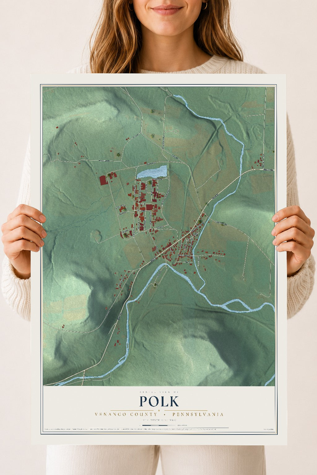 Map of Polk, Venango County, Pennsylvania, 18 x 24 inch unframed archival matte print
