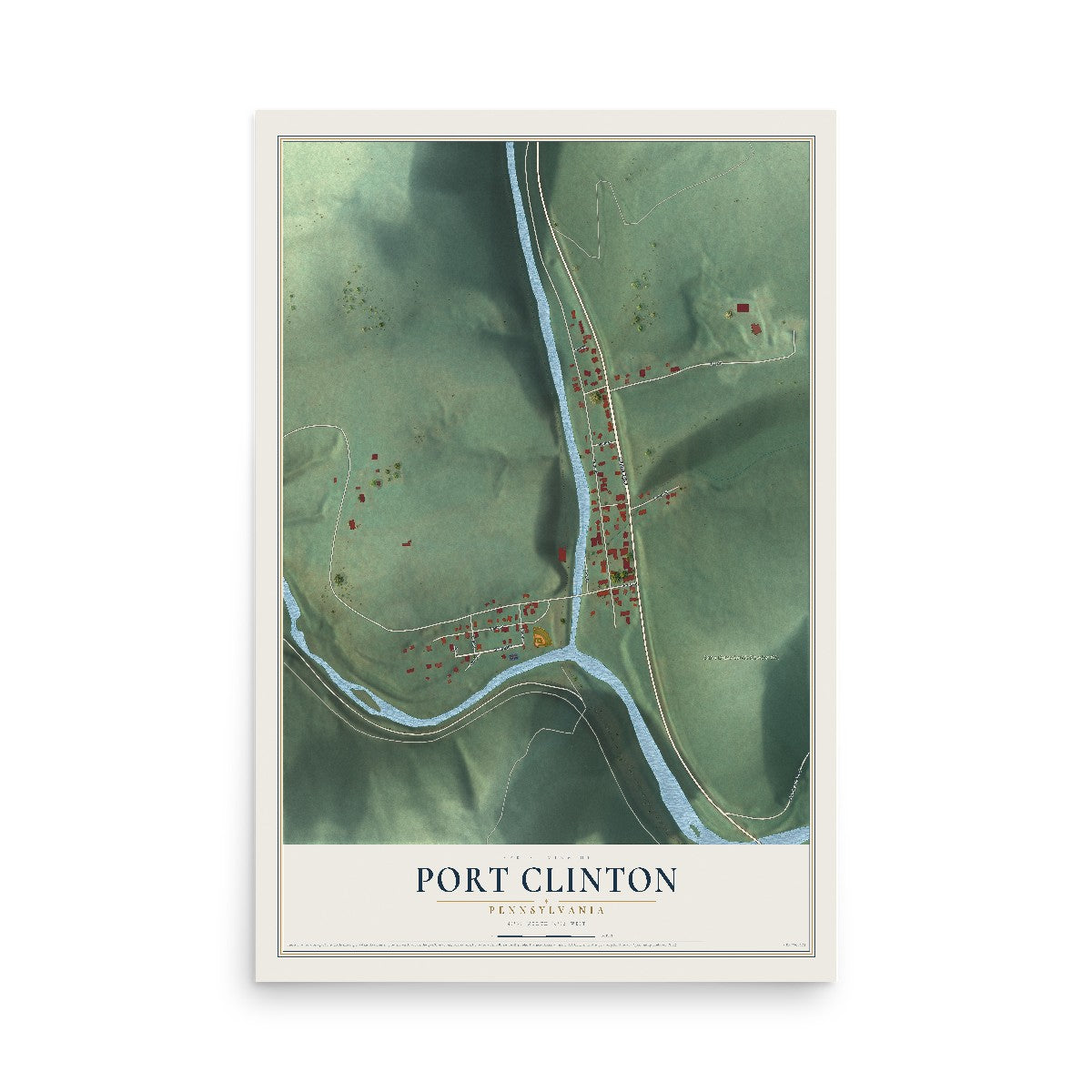 Map of Port Clinton, Pennsylvania, 12 x 18 inch unframed archival matte print