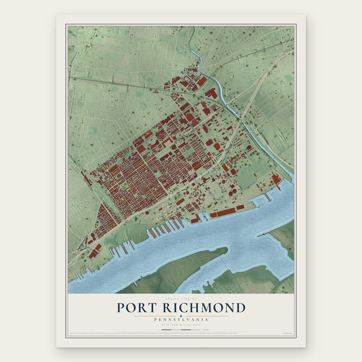 Port Richmond, Pennsylvania map print, the full design