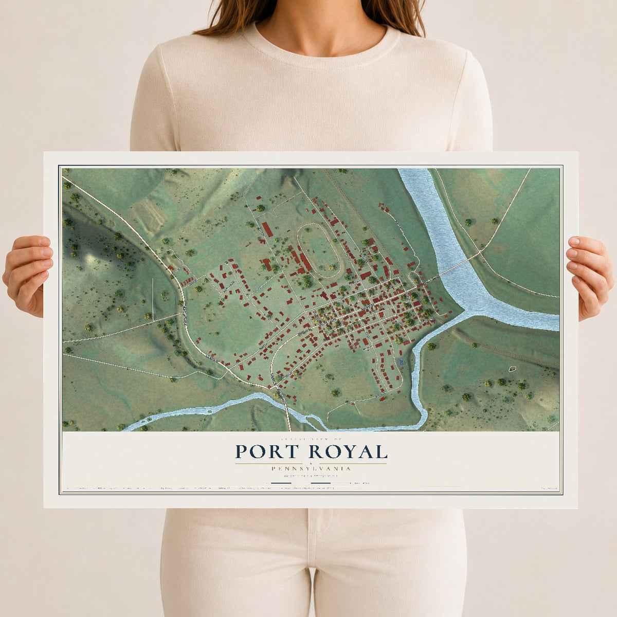 Map of Port Royal, Pennsylvania, 12 x 18 inch unframed archival matte print