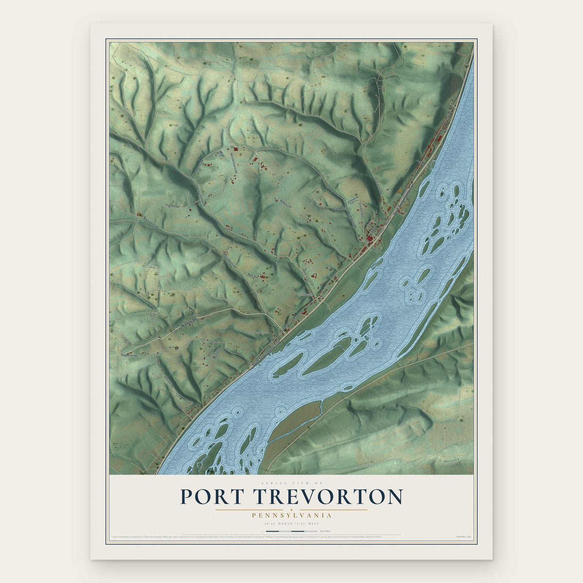 Port Trevorton, Pennsylvania map print, the full design