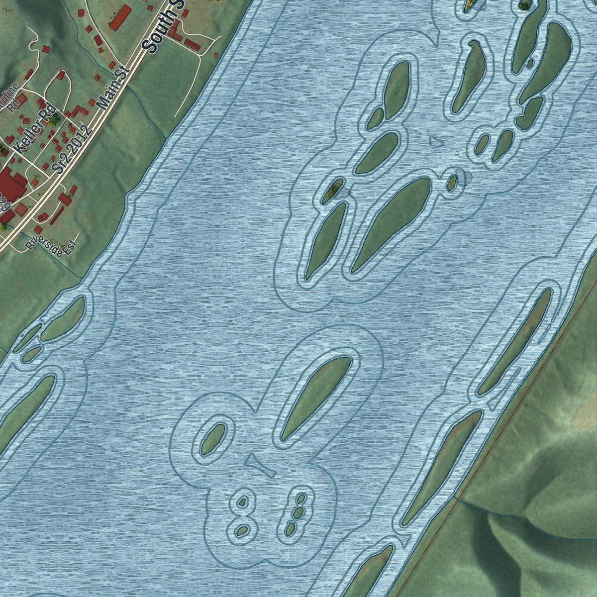 Close-up of the map of Port Trevorton, Pennsylvania print showing street and building detail