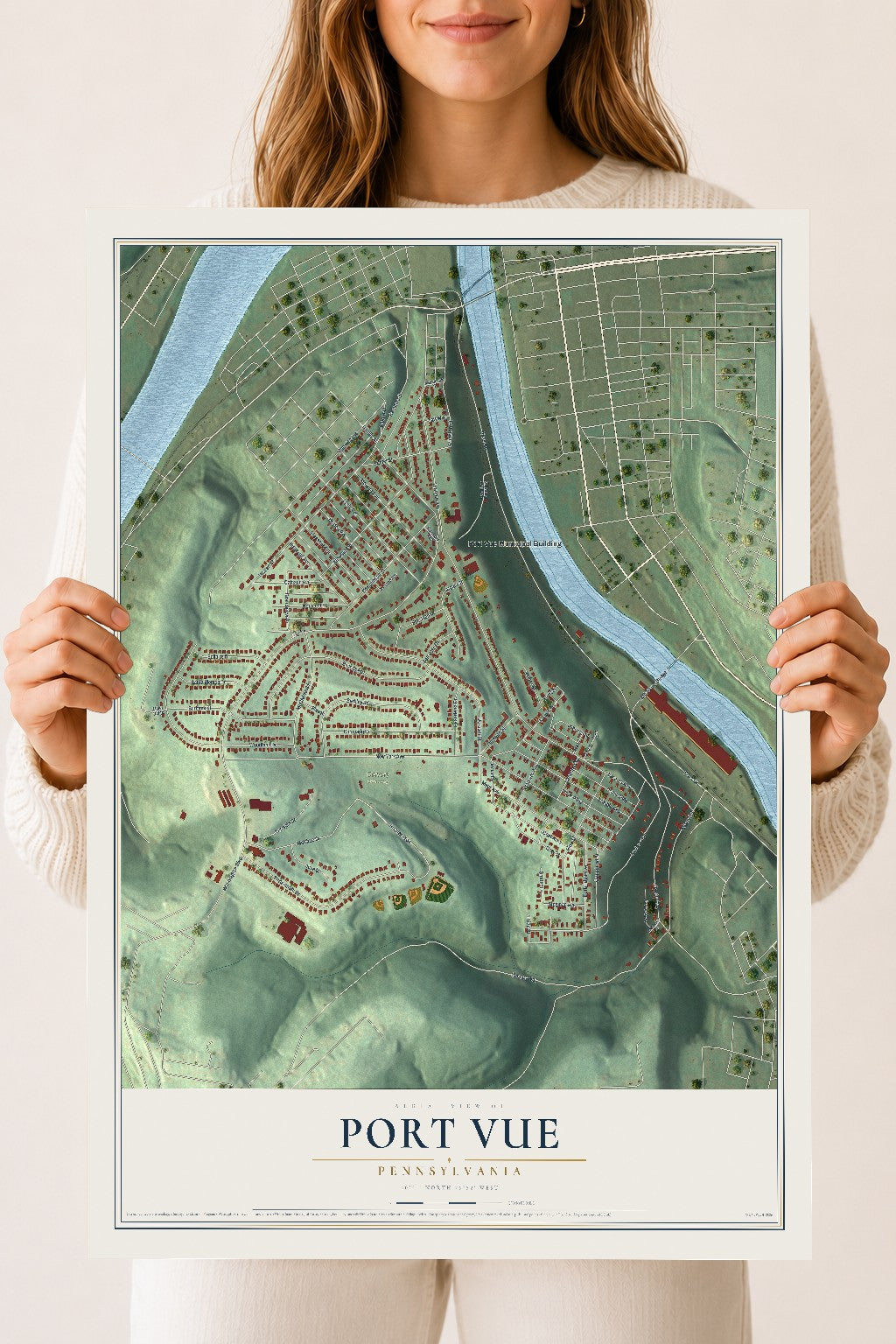 Map of Port Vue, Pennsylvania, 18 x 24 inch unframed archival matte print