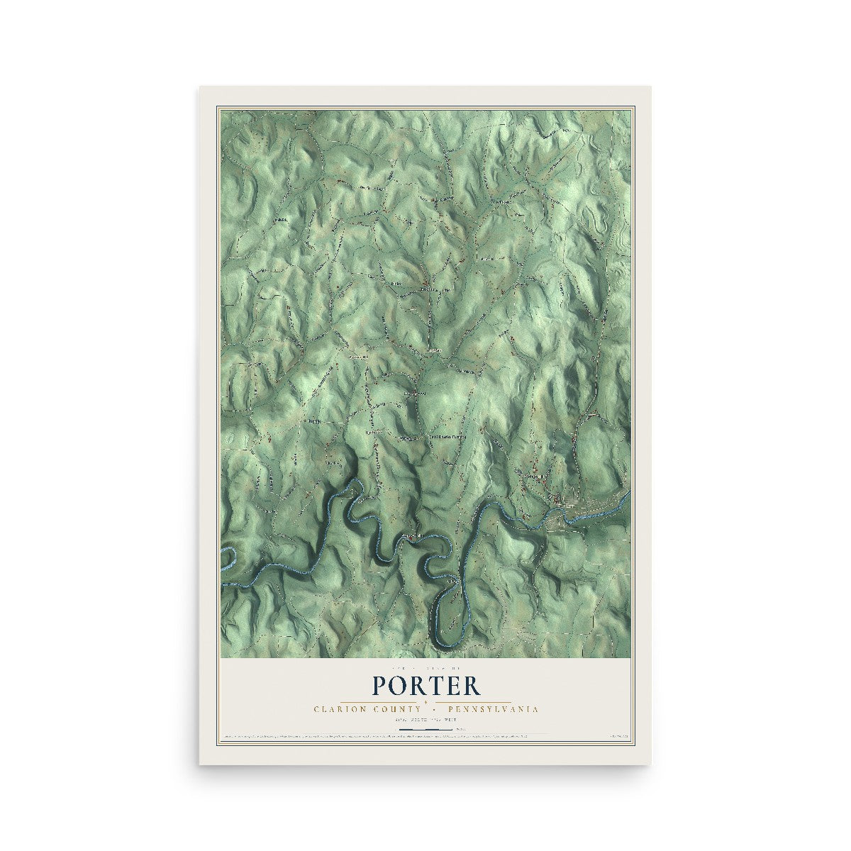 Map of Porter, Clarion County, Pennsylvania, 12 x 18 inch unframed archival matte print