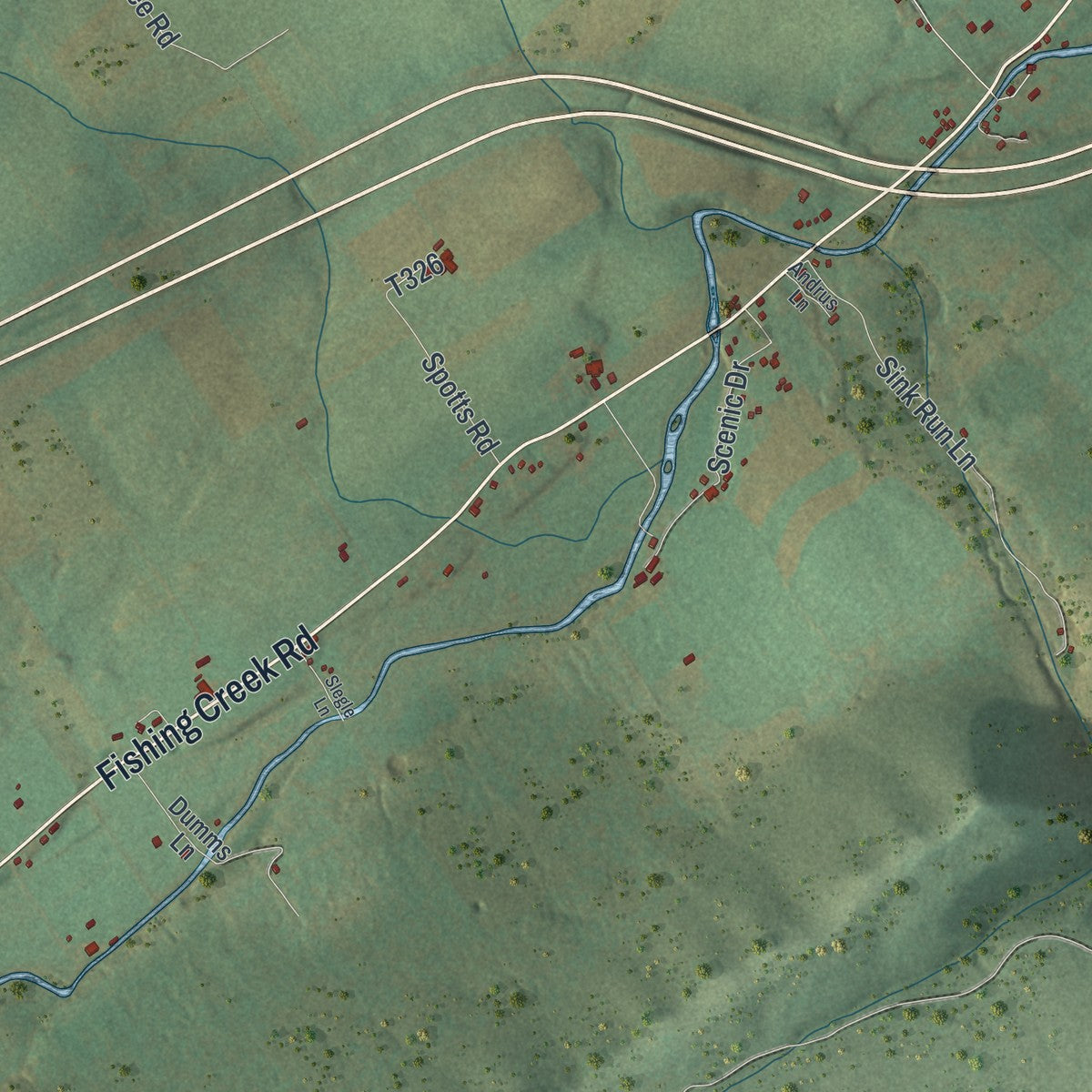 Second close-up of the map of Porter, Clinton County, Pennsylvania print showing more streets and buildings