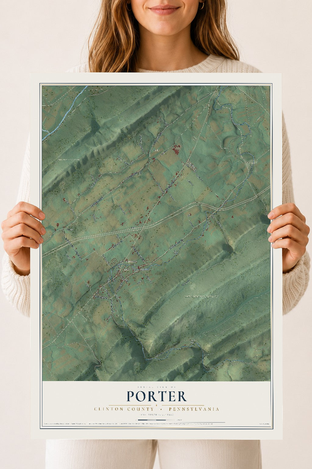 Map of Porter, Clinton County, Pennsylvania, 18 x 24 inch unframed archival matte print