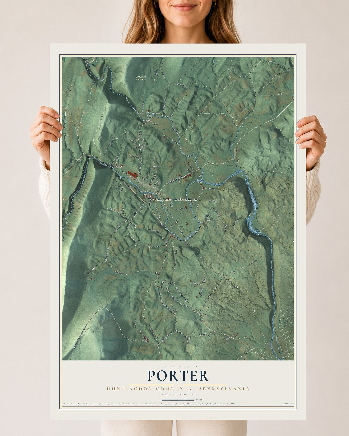 Map of Porter, Huntingdon County, Pennsylvania, 24 x 36 inch unframed archival matte print