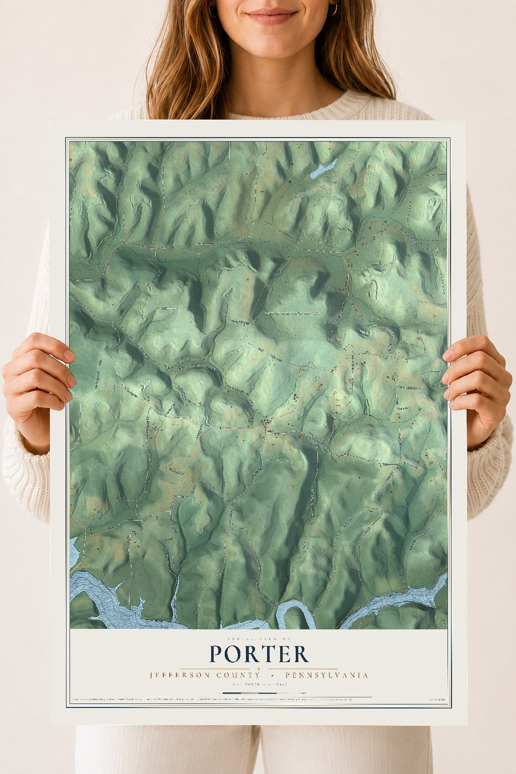 Map of Porter, Jefferson County, Pennsylvania, 18 x 24 inch unframed archival matte print