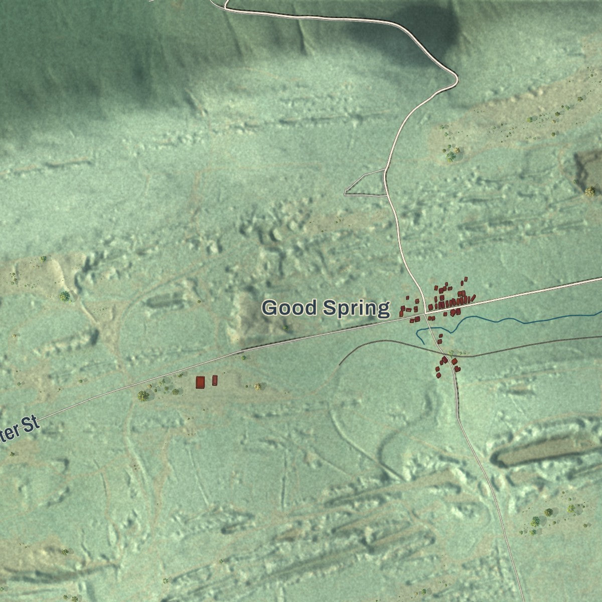Second close-up of the map of Porter, Schuylkill County, Pennsylvania print showing more streets and buildings