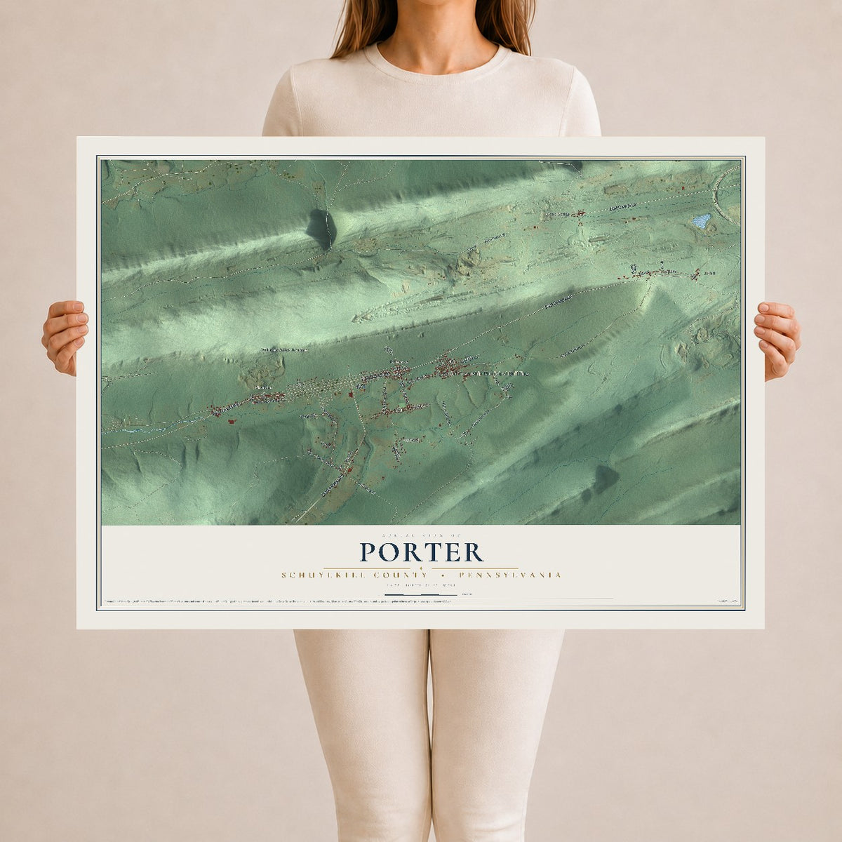 Map of Porter, Schuylkill County, Pennsylvania, 24 x 36 inch unframed archival matte print