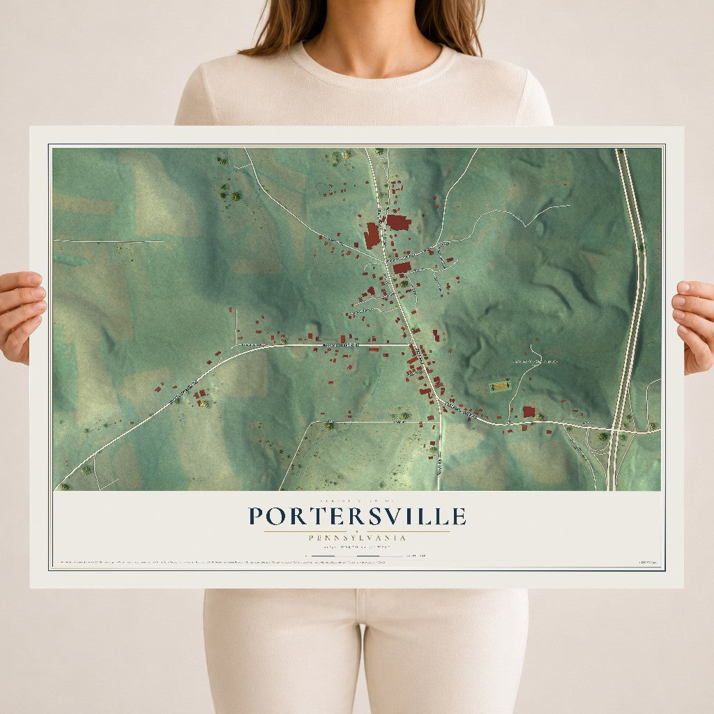 Map of Portersville, Pennsylvania, 18 x 24 inch unframed archival matte print