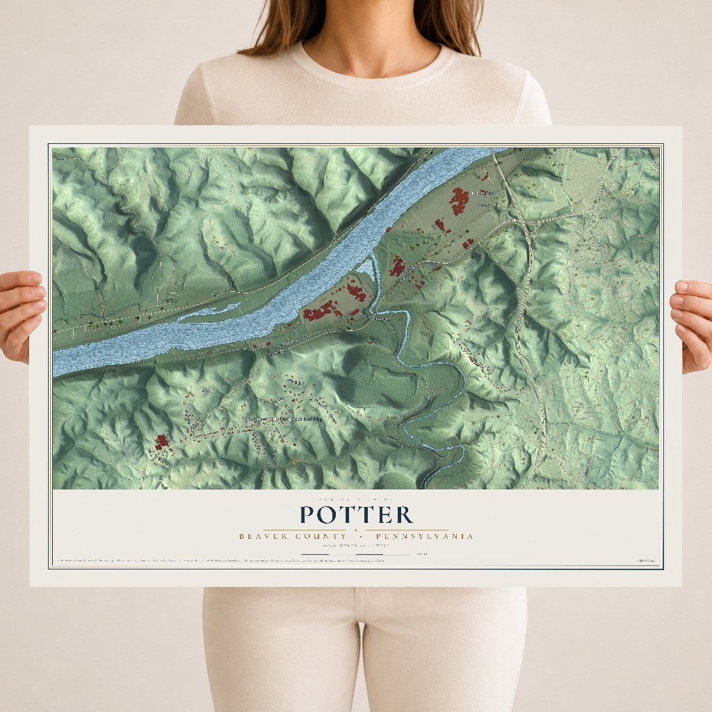 Map of Potter, Beaver County, Pennsylvania, 18 x 24 inch unframed archival matte print