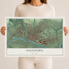 Map of Pottstown, Pennsylvania, 12 x 18 inch unframed archival matte print