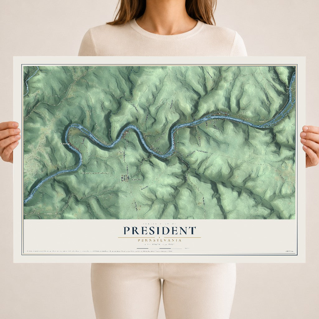 Map of President, Pennsylvania, 18 x 24 inch unframed archival matte print