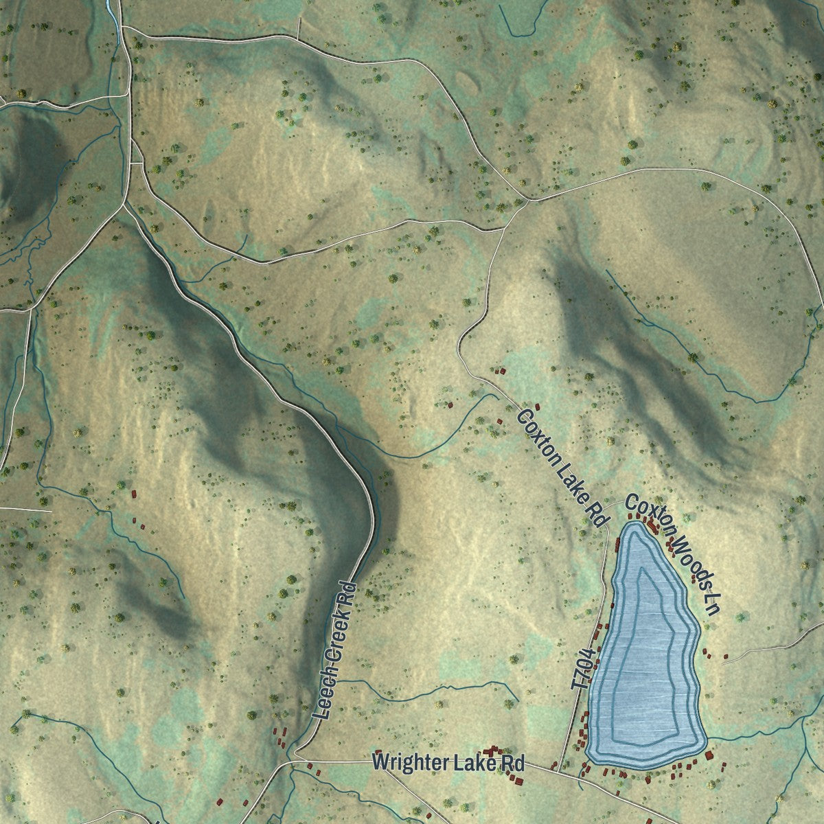 Second close-up of the map of Preston, Pennsylvania print showing more streets and buildings