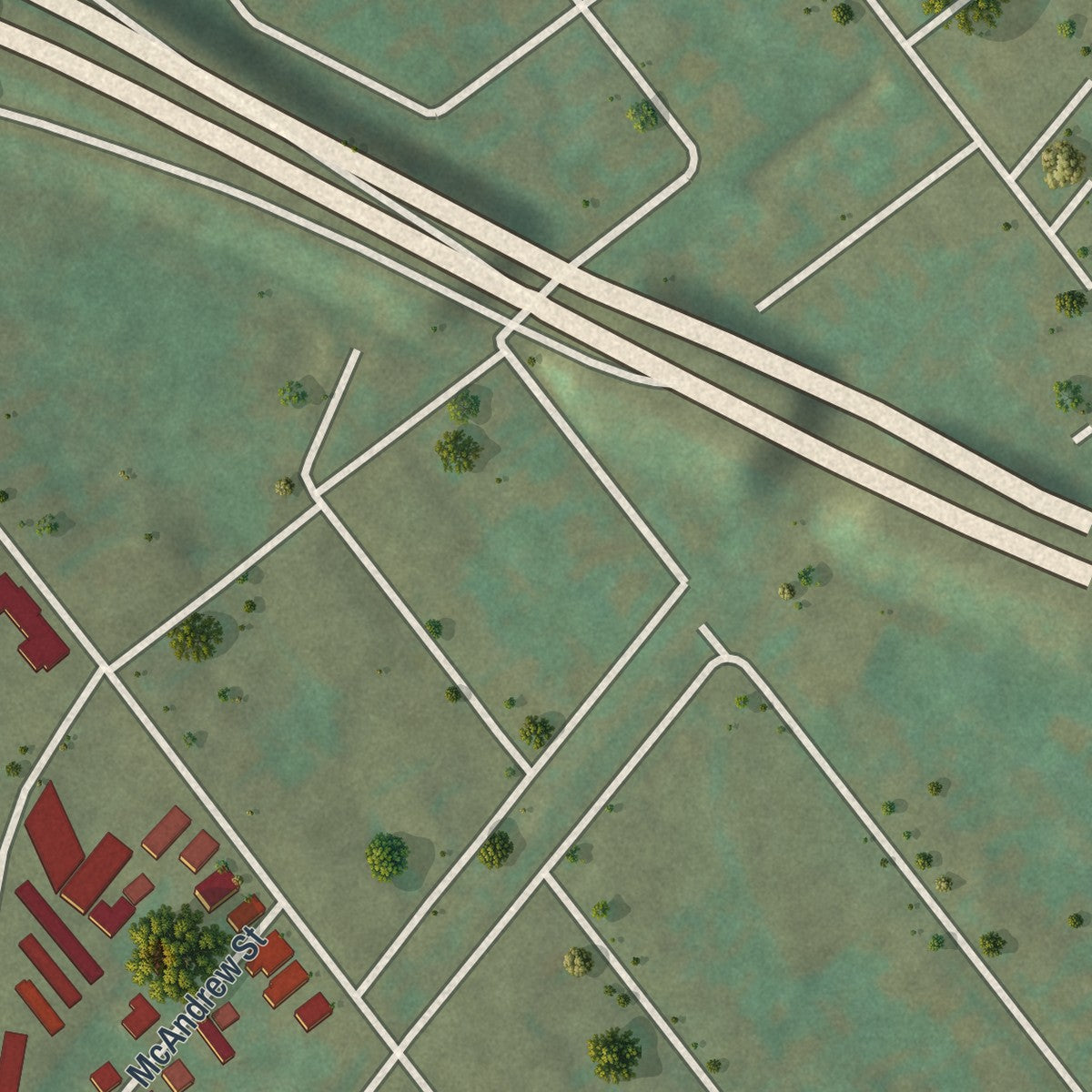 Close-up of the map of Pringle, Pennsylvania print showing street and building detail