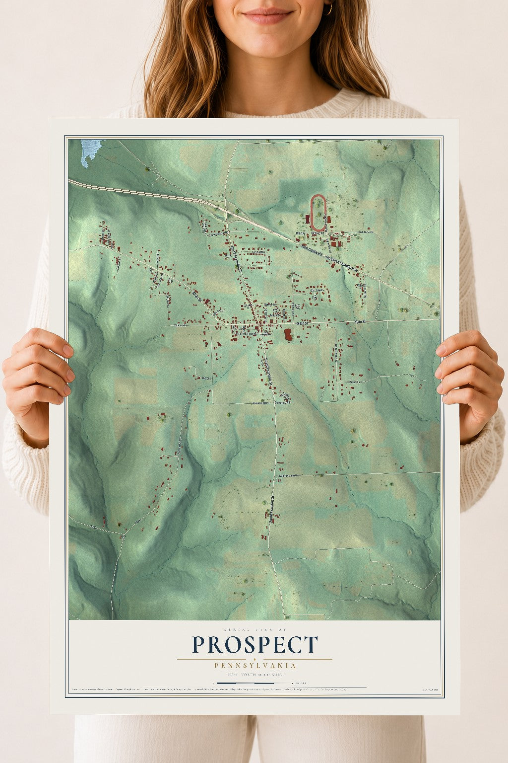 Map of Prospect, Pennsylvania, 18 x 24 inch unframed archival matte print