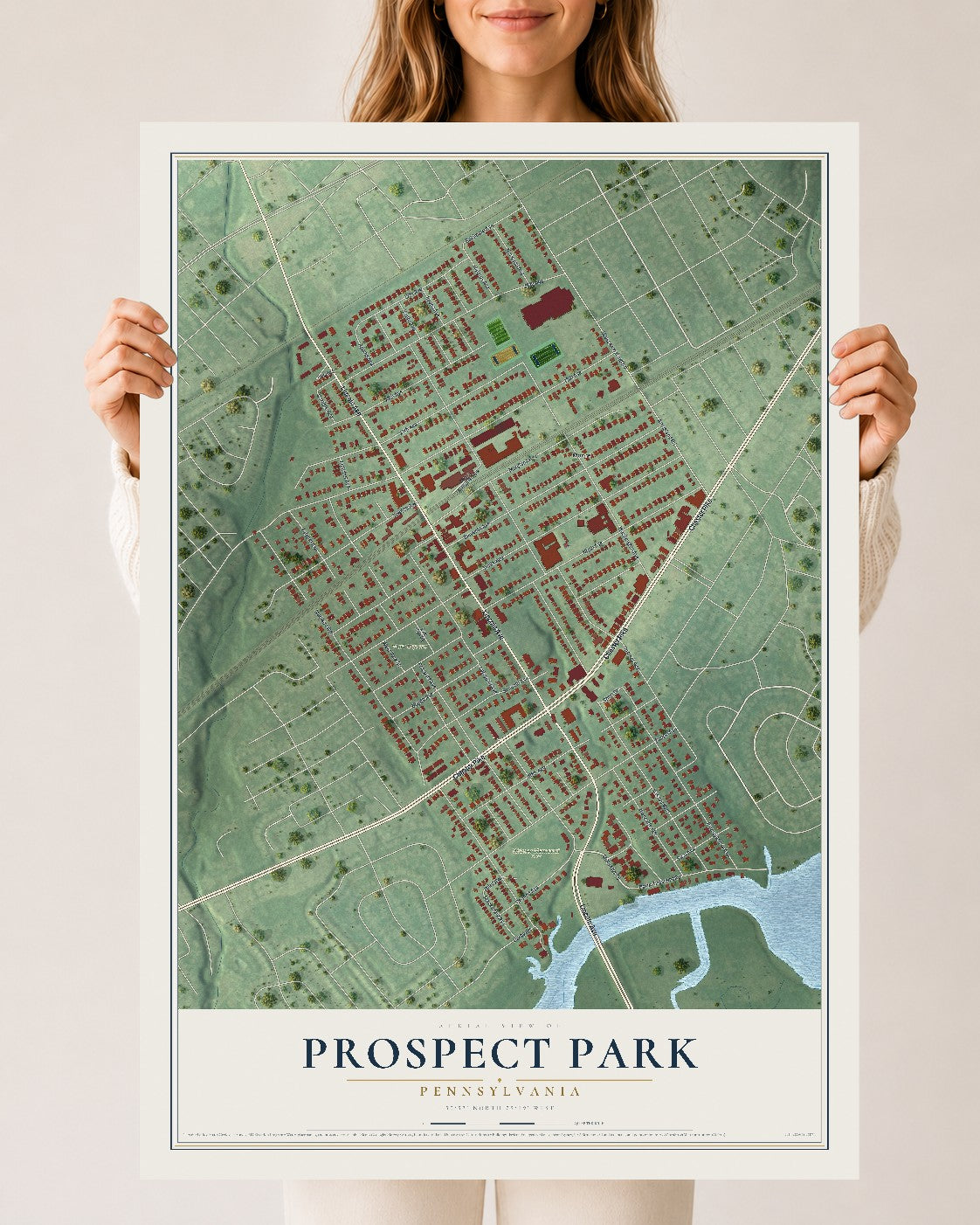 Map of Prospect Park, Pennsylvania, 24 x 36 inch unframed archival matte print