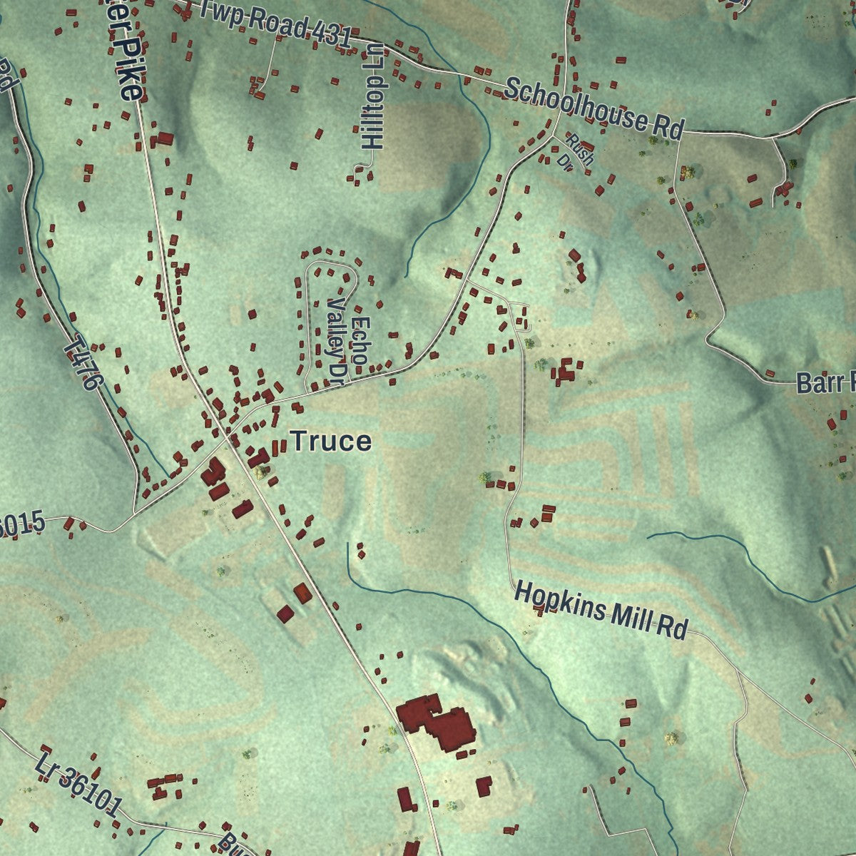 Close-up of the map of Providence, Pennsylvania print showing street and building detail
